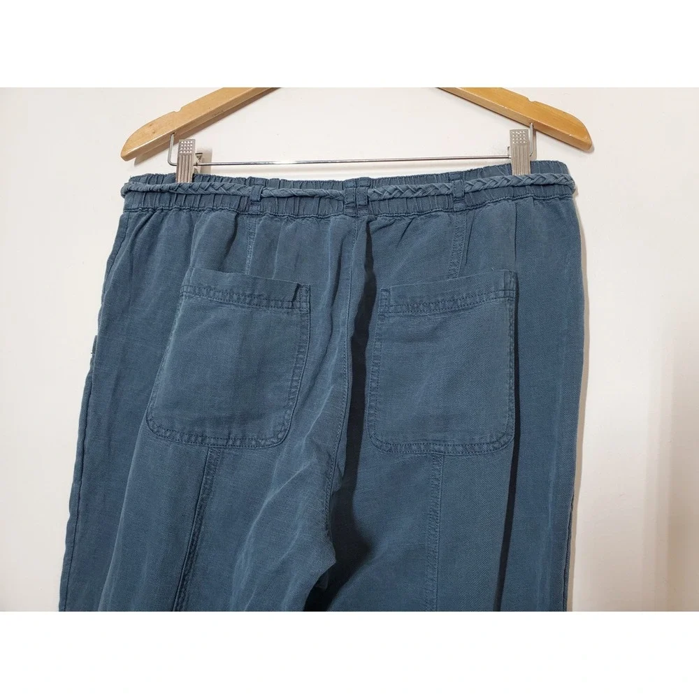 C&C‎ California Teal Blue Linen Blend Drawstring Waist Pants Women's Size L - Picture 5 of 10